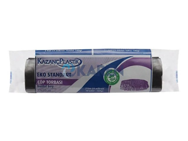 KAZANÇ EKO STANDART BATTAL ÇÖP TORBASI 72X95 10LU 20RULO 140GR SİYAH