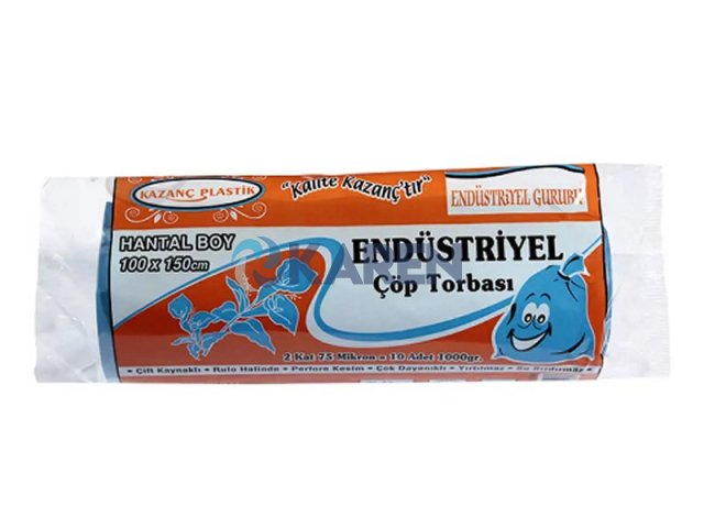 KAZANÇ ENDÜSTRİYEL HANTAL ÇÖP TORBASI 100X150 6LI 8RULO 1200GR MAVİ