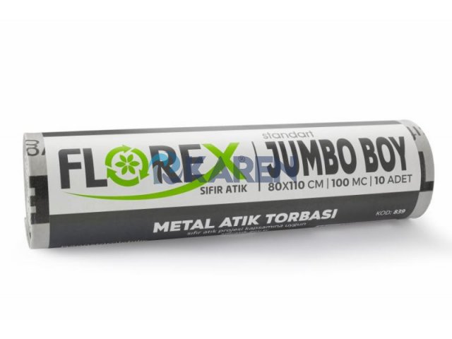 SIFIR ATIK JUMBO BOY METAL ATIK BASKILI ÇÖP TORBASI GRİ 80*110CM 10LU 10RULO