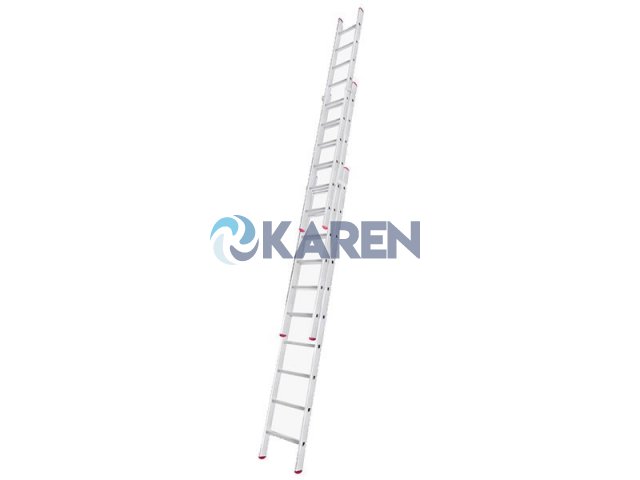 SÜRGÜLÜ 3 KADEMELİ ALÜMİNYUM MERDİVEN 3X6MT 60 BASAMAK