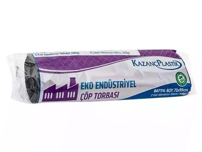 KAZANÇ EKO ENDÜSTRİYEL BATTAL ÇÖP TORBASI 72x95 10LU 20RULO 300GR SİYAH