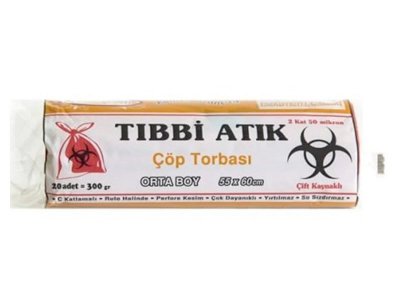 KAZANÇ TIBBİ ATIK TORBASI ORTA 55X60 20Lİ 10RULO 600GR KIRMIZI