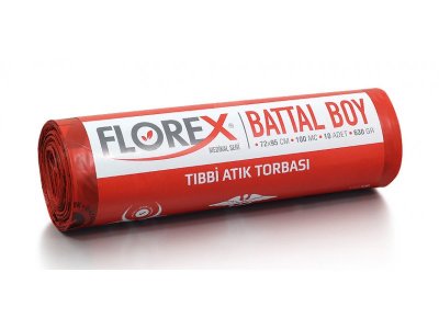 TIBBİ ATIK BASKILI BATTAL BOY ÇÖP TORBASI C KATLAMA 72*95CM 10LU 10RULO