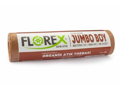 SIFIR ATIK JUMBO BOY ORGANİK ATIK BASKILI ÇÖP TORBASI KAHVERENGİ 80*110CM 10LU 10RULO