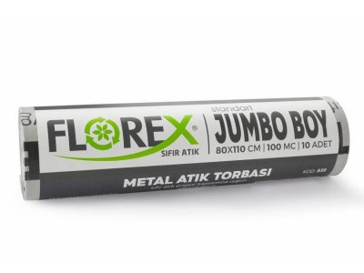 SIFIR ATIK JUMBO BOY METAL ATIK BASKILI ÇÖP TORBASI GRİ 80*110CM 10LU 10RULO