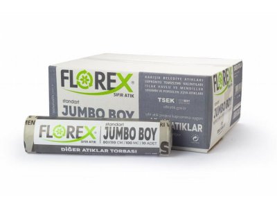 SIFIR ATIK JUMBO BOY DİĞER ATIKLAR BASKILI ÇÖP TORBASI GRİ 80*110CM 10LU 10RULO Resmi